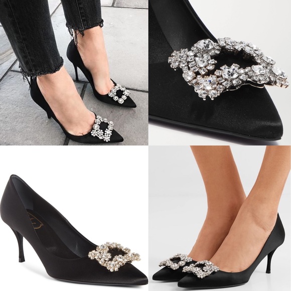 SOLD🖤Roger Vivier Crystal Flower Strass Heels - Picture 4 of 12
